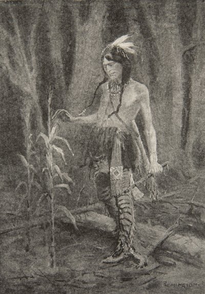 And he saw a youth approaching, Dressed in garments green and yellow, from The Song of Hiawatha by Henry Wadsworth Longfellow by Frederic Remington